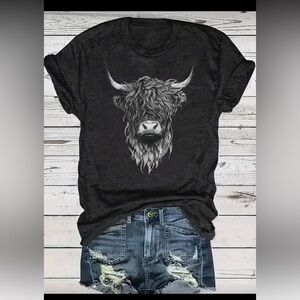 New Highland Cow graphic print short sleeve tee
